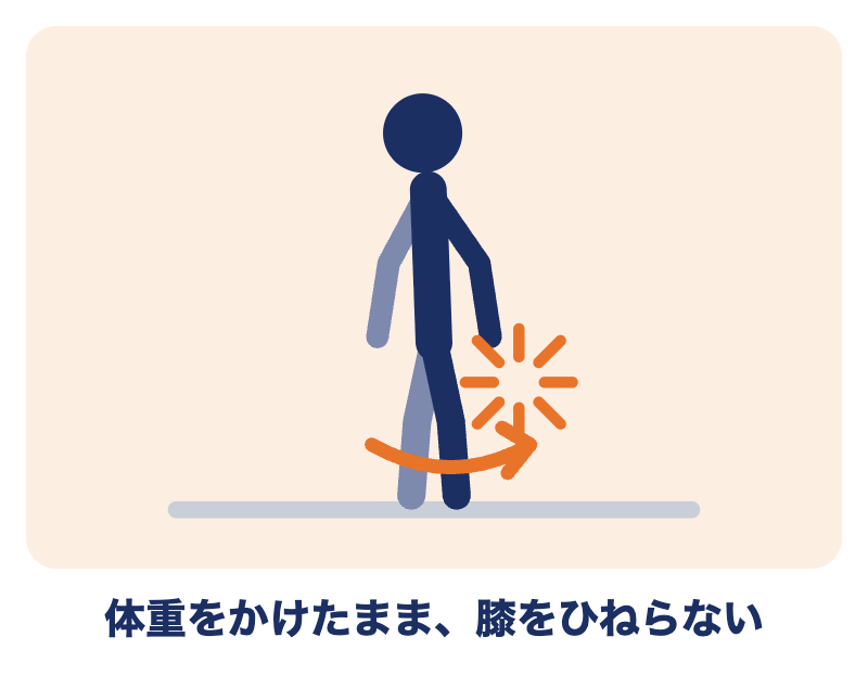 半月板損傷では、体重をかけたまま膝をひねらない